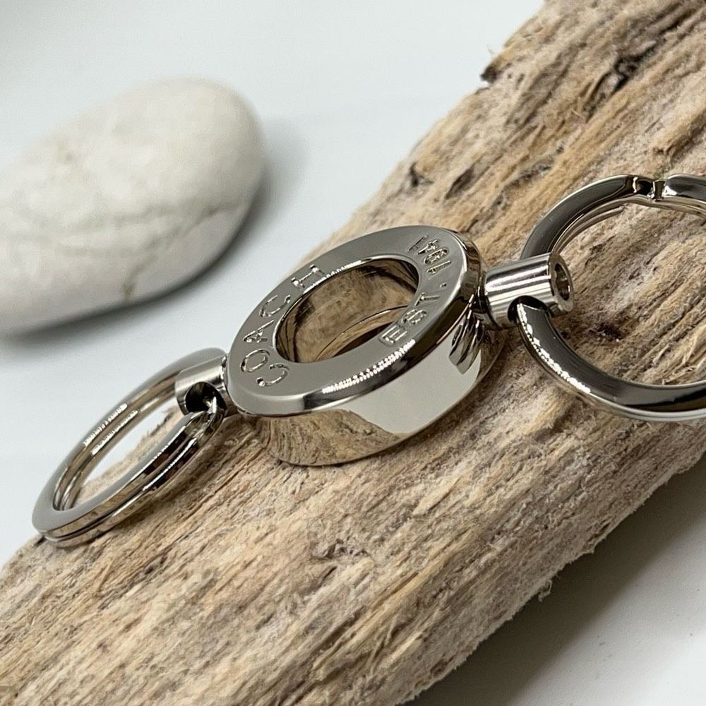 Silver Coach Dual Fob Purse Cham Key Chain - Picture 6 of 7